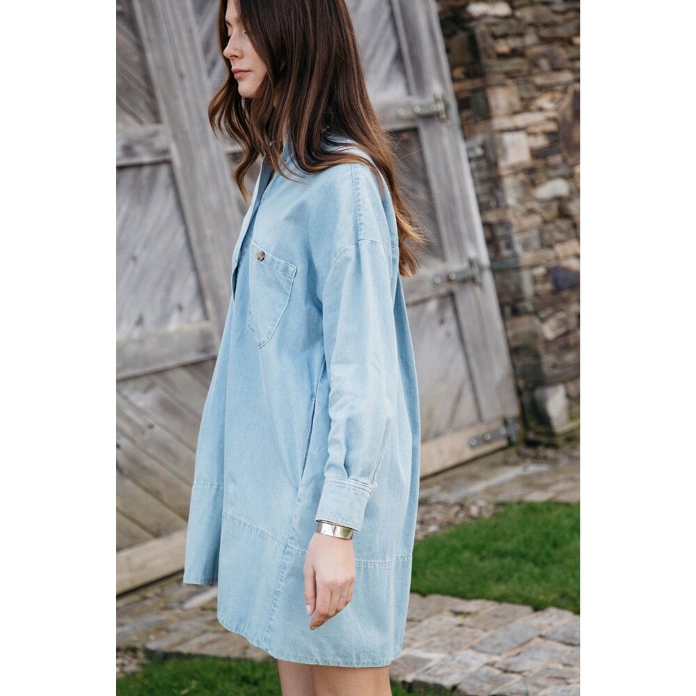 Lady Captain Luckenbach Chambray Mini Dress Long Sleeve Women’s L - Picture 3 of 15